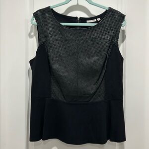 Halogen leather tank top peplum blouse